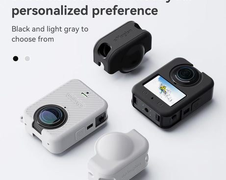 For DJI Osmo 360 Camera aMagisn Silicone Body Cover Set with Lens Cap & Neck Lanyard