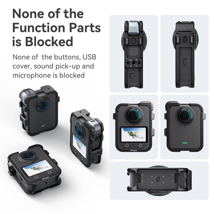 For DJI Osmo 360 AMagisn Quick-Release Metal Cage With Dual/Single Lens Caps Camera Mount Rig