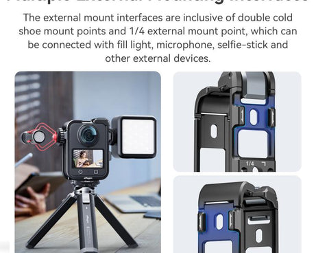 For DJI Osmo 360 AMagisn Quick-Release Metal Cage With Dual/Single Lens Caps Camera Mount Rig