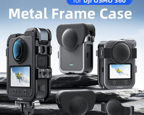 For DJI Osmo 360 AMagisn Quick-Release Metal Cage With Dual/Single Lens Caps Camera Mount Rig