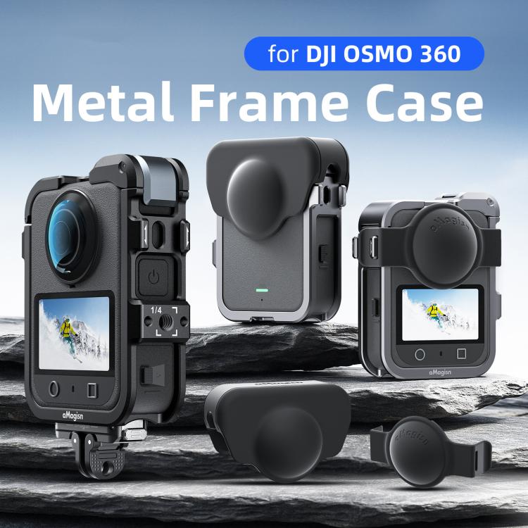 For DJI Osmo 360 AMagisn Quick-Release Metal Cage With Dual/Single Lens Caps Camera Mount Rig