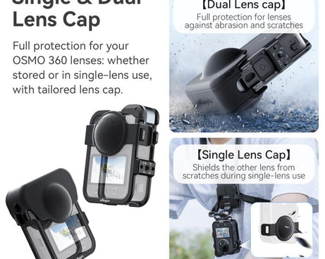 For DJI Osmo 360 AMagisn Quick-Release Metal Cage With Dual/Single Lens Caps Camera Mount Rig