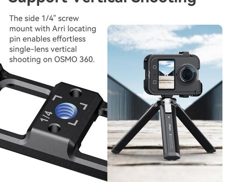 For DJI Osmo 360 AMagisn Quick-Release Metal Cage With Dual/Single Lens Caps Camera Mount Rig