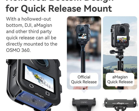 For DJI Osmo 360 AMagisn Quick-Release Metal Cage With Dual/Single Lens Caps Camera Mount Rig
