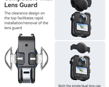 For DJI Osmo 360 AMagisn Quick-Release Metal Cage With Dual/Single Lens Caps Camera Mount Rig