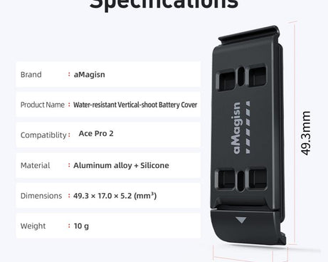 For Insta360 Ace Pro 2 aMagisn Water-resistant Vertical Shooting Battery Side Cover Compatible with Quick-Release Adapters