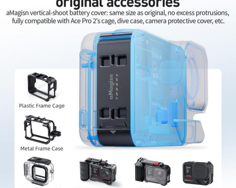 For Insta360 Ace Pro 2 aMagisn Water-resistant Vertical Shooting Battery Side Cover Compatible with Quick-Release Adapters