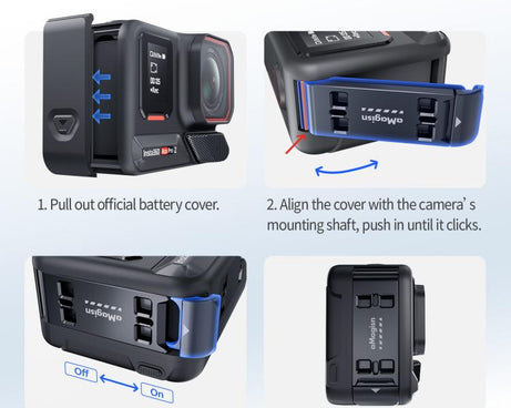 For Insta360 Ace Pro 2 aMagisn Water-resistant Vertical Shooting Battery Side Cover Compatible with Quick-Release Adapters