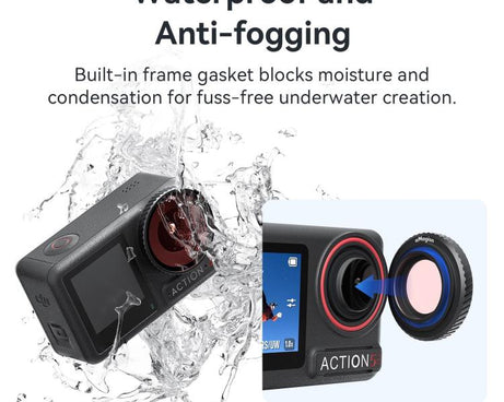 For DJI Osmo Action 5 Pro / Action 4 aMagisn Anti-Fog Dive Filter Lens Seamlessly Adapted To Waterproof Cases