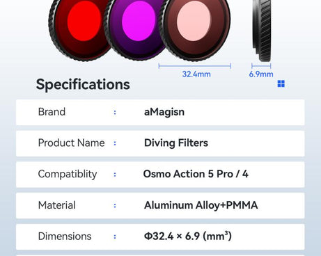 For DJI Osmo Action 5 Pro / Action 4 aMagisn Anti-Fog Dive Filter Lens Seamlessly Adapted To Waterproof Cases