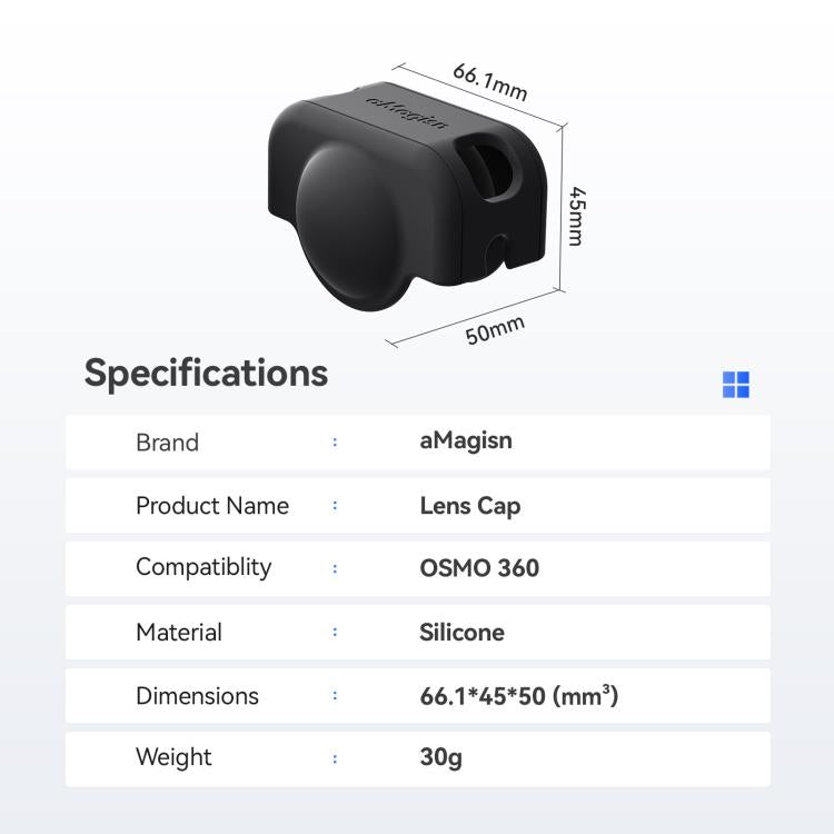 For DJI Osmo 360 aMagisn Silicone Lens Cap Anti-scratch Lens Protective Case