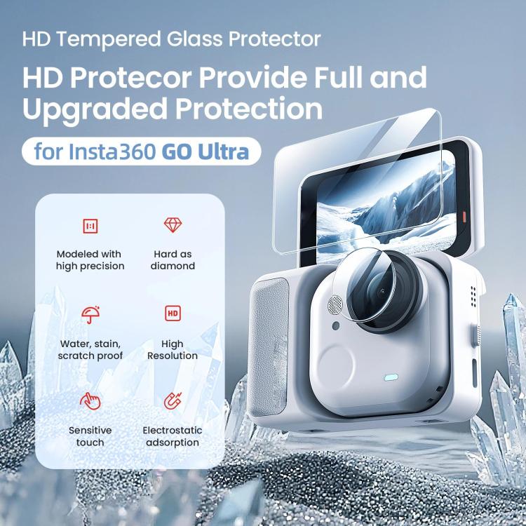 For Insta360 GO Ultra aMagisn Tempered Glass Screen Protector Camera Lens Film, 1 Set, 2 Sets