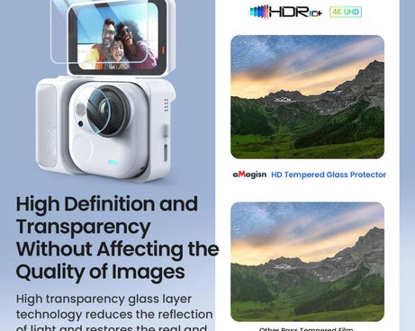 For Insta360 GO Ultra aMagisn Tempered Glass Screen Protector Camera Lens Film, 1 Set, 2 Sets