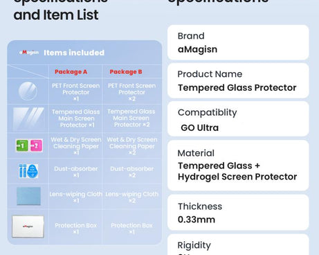 For Insta360 GO Ultra aMagisn Tempered Glass Screen Protector Camera Lens Film, 1 Set, 2 Sets