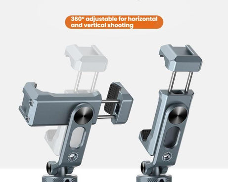 Aluminum Alloy Dual-Head Cold Shoe Phone Mount With Dual 1/4 inch Screw Holes For Horizontal/Vertical Tilting Shooting