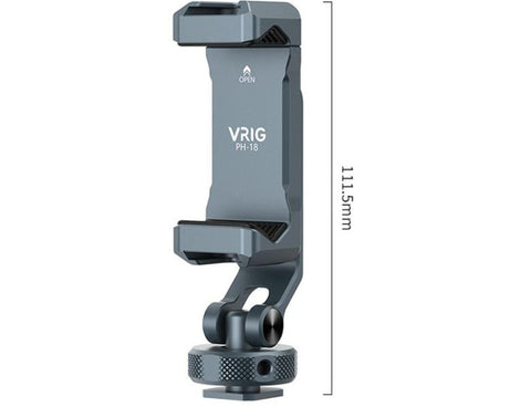 Aluminum Alloy Dual-Head Cold Shoe Phone Mount With Dual 1/4 inch Screw Holes For Horizontal/Vertical Tilting Shooting