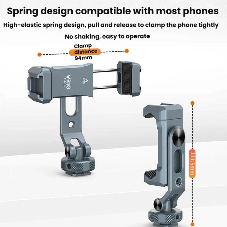 Aluminum Alloy Dual-Head Cold Shoe Phone Mount With Dual 1/4 inch Screw Holes For Horizontal/Vertical Tilting Shooting