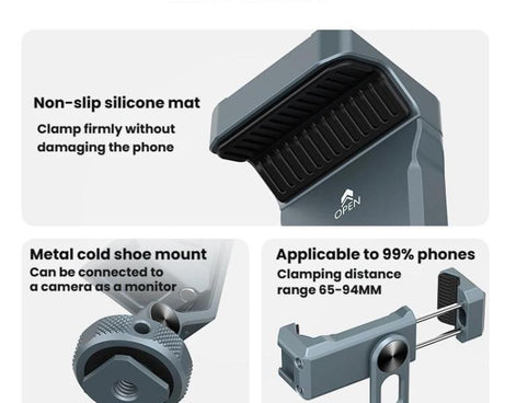 Aluminum Alloy Dual-Head Cold Shoe Phone Mount With Dual 1/4 inch Screw Holes For Horizontal/Vertical Tilting Shooting