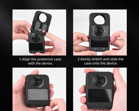 For DJI Osmo 360 Silicone Case Anti-Scratch Shock-Absorbing Dustproof Cover, Black, With Lens Cap