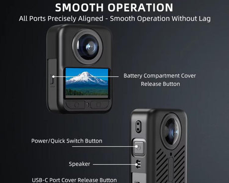 For DJI Osmo 360 Silicone Case Anti-Scratch Shock-Absorbing Dustproof Cover, Black, With Lens Cap