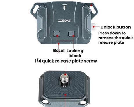 COBONE XQC-1 Camera Shoulder Strap Quick-Mount Clip Base Universal DSLR Tripod Head Adapter Base