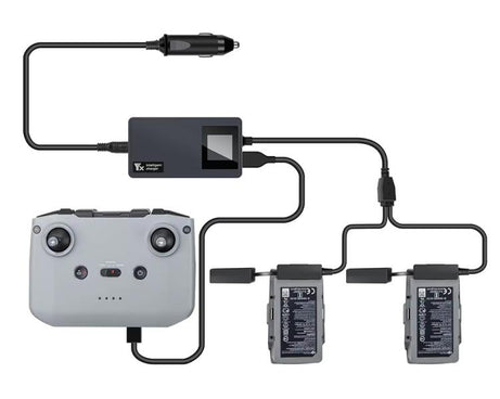 For DJI Mavic Air 2 / Air 2S YX Car Charger with Digital Display Dual-Battery Rapid Charger Hub