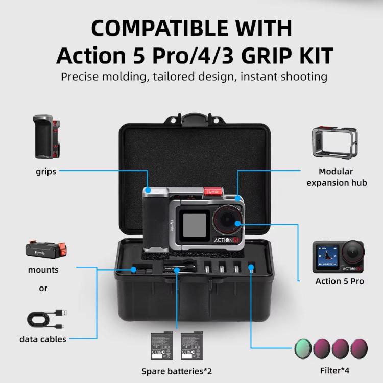 Flymile Carrying Case for DJI Action 5 Pro/4/3 Street Photography Kit Storage Organizer