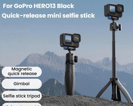 For GoPro HERO13 Black TELESIN S1-MNP-14-TGP 17-40cm Retractable Quick-Release Mini Selfie Stick Handheld Desktop Tripod
