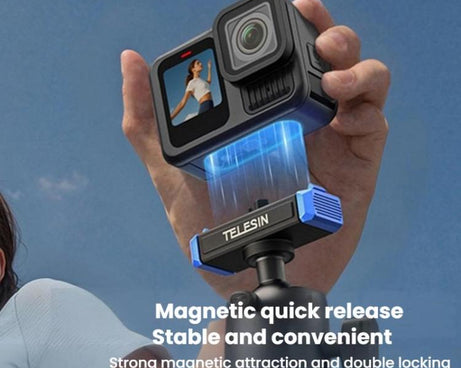 For GoPro HERO13 Black TELESIN S1-MNP-14-TGP 17-40cm Retractable Quick-Release Mini Selfie Stick Handheld Desktop Tripod