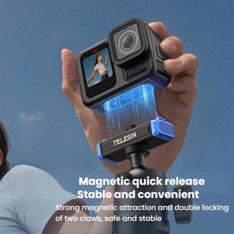 For GoPro HERO13 Black TELESIN S1-MNP-14-TGP 17-40cm Retractable Quick-Release Mini Selfie Stick Handheld Desktop Tripod