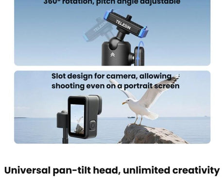 For GoPro HERO13 Black TELESIN S1-MNP-14-TGP 17-40cm Retractable Quick-Release Mini Selfie Stick Handheld Desktop Tripod