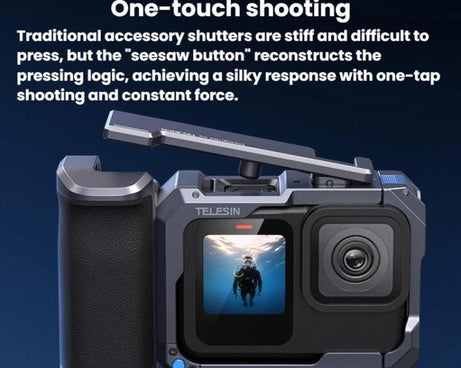 TELESIN Camera Grip Kit For GoPro HERO9 Black / HERO10 Black / HERO11 Black / HERO12 Black / HERO13 Black, Without Camera Cage, With Camera Cage