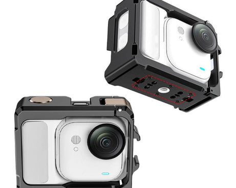 For Insta360 GO Ultra Aluminum Alloy Cage with Dual Cold Shoe Mount Shockproof Protective Frame