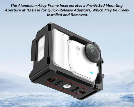 For Insta360 GO Ultra Aluminum Alloy Cage with Dual Cold Shoe Mount Shockproof Protective Frame