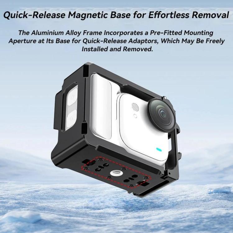 For Insta360 GO Ultra Aluminum Alloy Cage with Dual Cold Shoe Mount Shockproof Protective Frame