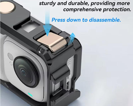 For Insta360 GO Ultra Aluminum Alloy Cage with Dual Cold Shoe Mount Shockproof Protective Frame