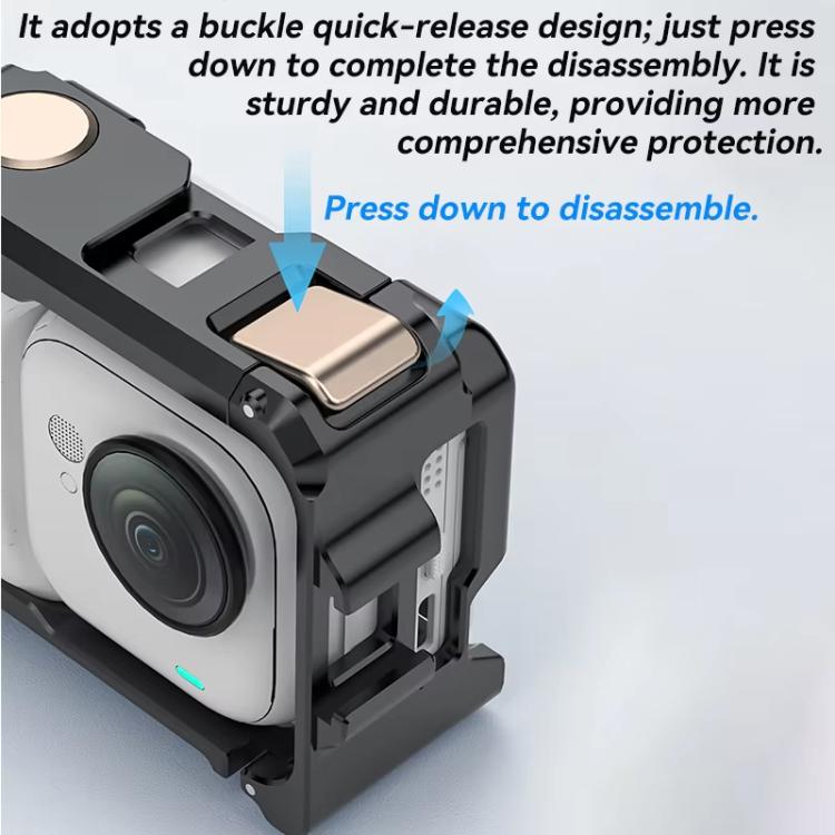 For Insta360 GO Ultra Aluminum Alloy Cage with Dual Cold Shoe Mount Shockproof Protective Frame