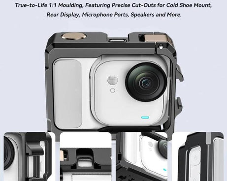 For Insta360 GO Ultra Aluminum Alloy Cage with Dual Cold Shoe Mount Shockproof Protective Frame