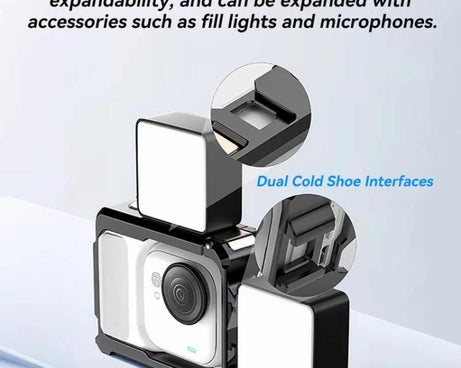 For Insta360 GO Ultra Aluminum Alloy Cage with Dual Cold Shoe Mount Shockproof Protective Frame