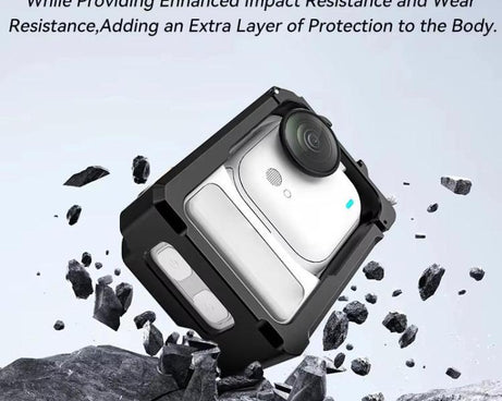 For Insta360 GO Ultra Aluminum Alloy Cage with Dual Cold Shoe Mount Shockproof Protective Frame