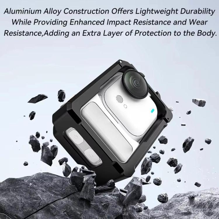 For Insta360 GO Ultra Aluminum Alloy Cage with Dual Cold Shoe Mount Shockproof Protective Frame