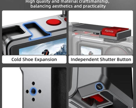 Flymile Street Shooting Handle Kit for DJI Osmo Action 5 Pro/4/3 Action Camera Aluminum Expansion Cage