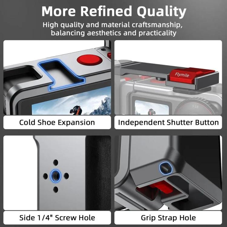 Flymile Street Shooting Handle Kit for DJI Osmo Action 5 Pro/4/3 Action Camera Aluminum Expansion Cage