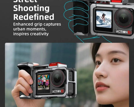 Flymile Street Shooting Handle Kit for DJI Osmo Action 5 Pro/4/3 Action Camera Aluminum Expansion Cage