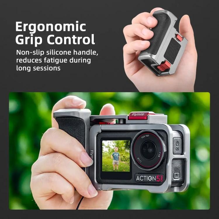 Flymile Street Shooting Handle Kit for DJI Osmo Action 5 Pro/4/3 Action Camera Aluminum Expansion Cage