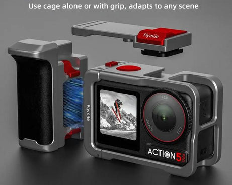 Flymile Street Shooting Handle Kit for DJI Osmo Action 5 Pro/4/3 Action Camera Aluminum Expansion Cage