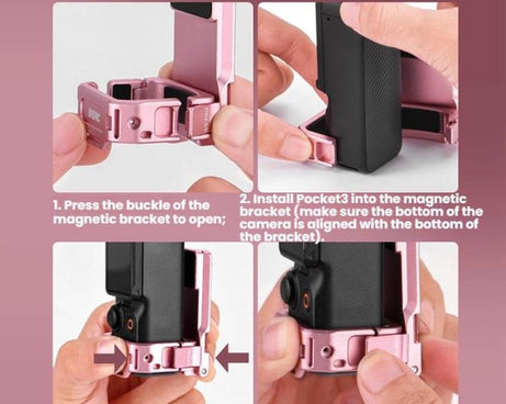 For DJI Osmo Pocket 3 BRDRC Magnetic Mount Expandable Back Clip Adapter