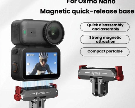 For DJI Osmo Nano Flymile Magnetic Quick-Release Base Two-Jaw Foldable Extension Bracket Accessories For Action Cameras