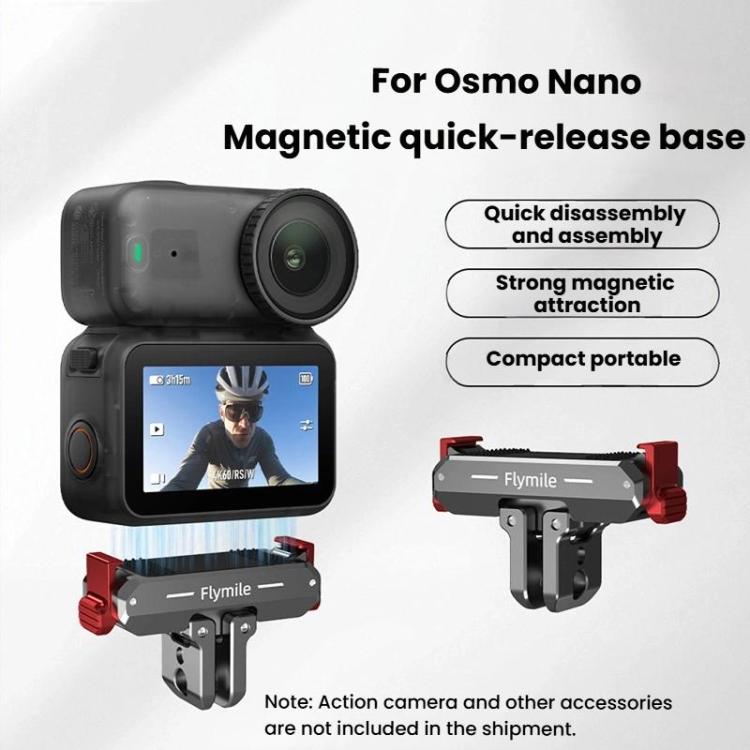For DJI Osmo Nano Flymile Magnetic Quick-Release Base Two-Jaw Foldable Extension Bracket Accessories For Action Cameras