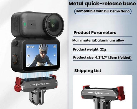 For DJI Osmo Nano Flymile Magnetic Quick-Release Base Two-Jaw Foldable Extension Bracket Accessories For Action Cameras